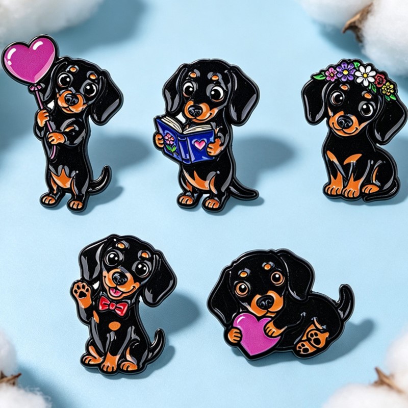 5pcs Cute Dachshund Enamel Pin - Enamel Pin Set recension och pris